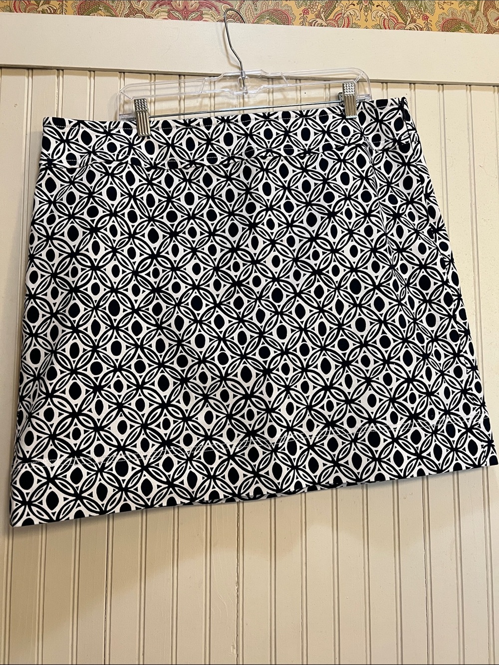Talbots Black and White Geometric Mini Skirt